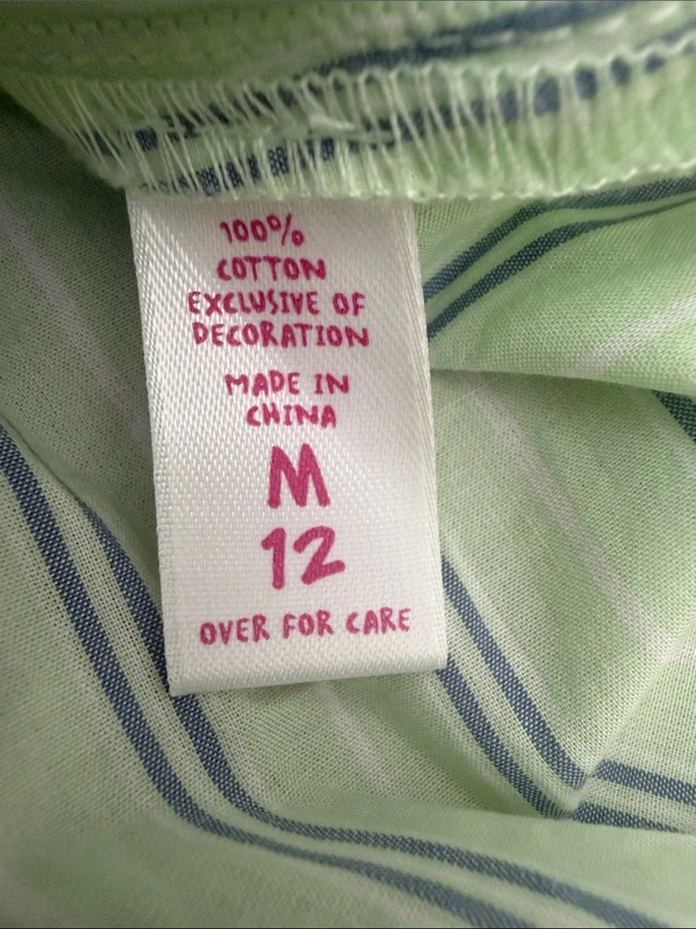 Justice Girls' Light Green and Blue Striped Button-Up Shirt, Size Medium (12)